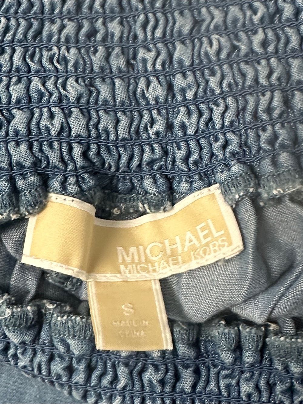 MICHAEL KORS Smocked Waist Wide Leg Chambray Pants - Picture 4 of 4
